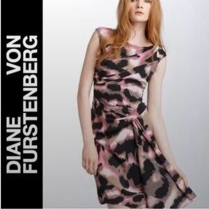 Diane von Furstenberg “Bec” Silk Dress drop waist drape swirled print sheath